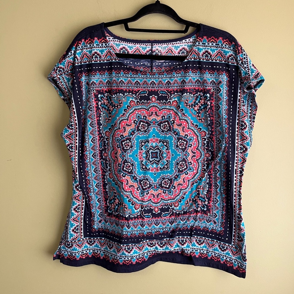 Westport 1962 Bohemian‎ Patterned Women's Top Sz 1X Boho